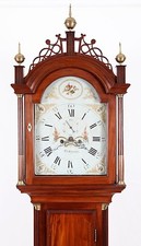 C1800 Roxbury MA Tall Case Grandfather Clock William Cummens Quarter Fan Inlay picture