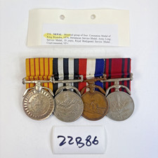 Nepal 4-Medal Ribbon Bar Birendra Himalayan Service Royal Guard Pinback 22B86 picture
