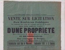 7-09-1921. Posters. Sale. Bidding. Castle. Coureilles. Du Quoy. Dep 17. RRR picture