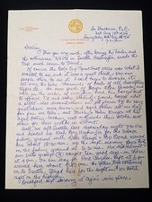 1955 Duke Kahanamoku letter to Nadine on Sheriff Letterhead Vancouver,B.C. picture
