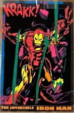 1971 THIRD EYE Marvel IRON MAN POSTER w RARE ERROR - No BLACK LIGHT INK on BLACK picture
