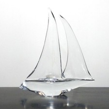 Marcolin Art Crystal Sailboat Full Lead Crystal Scandinavian Collectible picture