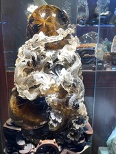 143LB Large Rare Natural Rutilated gold dragon sphere Fine carved Quartz crystal picture