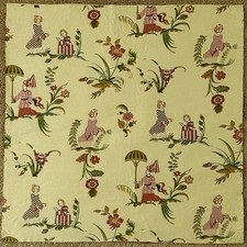 VTG Scalamandre Ming Circus Chintz Fabric Chinoiserie Toile Provincial Embroider picture