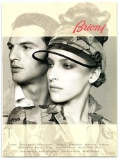 PRINT AD, 2003 Brioni Stylish Man & Woman Visor Hat Floral Print Coat Luxury picture