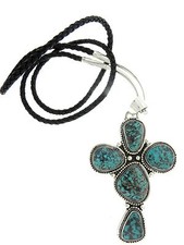 Silver Ray Sterling Silver Large Big Turquoise Christian Cross Necklace picture