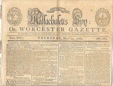 Thomas Massachusetts Spy May 27, 1784 Paul Revere Masthead Constitution picture