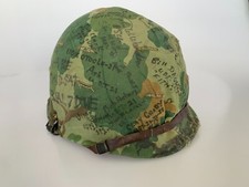 AMAZING Old M1 Helmet Signed Graffity UDT SEAL Marcinko Vietnam Veterans US Navy picture