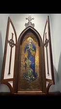 Antique Virgin Mary & St Joseph Mosaic Religious Artwork from Catholic Church picture