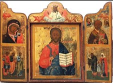ANTIQUE 18c MONUMENTAL ICON SKLADEN OF CHRIST THE TEACHER  SAINTS LARGE (38342) picture