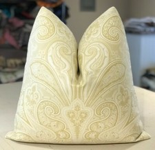 PAIR SCALAMANDRE SAND WHEAT & OFF WHITE