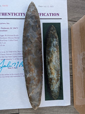 LARGE Bi-pointed Knife Pre-Columbian Mayan Colha Blue & Gray Chert Blade COA =10 picture