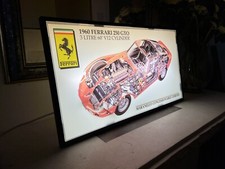RARE 1990’s FERRARI 250 GTO CUTAWAY ILLUMINATED SHOWROOM DEALERSHIP GARAGE SIGN picture