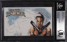 ANGELINA JOLIE SIGNED AUTOGRAPH AUTO TOMB RAIDER LARA CROFT 1/1 SKETCH CARD BAS picture