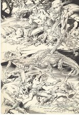 Rudy Nebres Original Comic Art Zombie Horror Monster Battle SPLASH picture