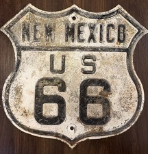 RARE Original US Route 66 New Mexico Antique Embossed Highway Road Sign 16” picture