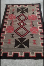 X LARGE AUTHENTIC EARLY NAVAJO ROOM RUG c1910 1920 MALTESE CROSS HUGE 107” X 69 picture