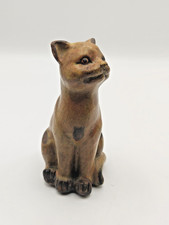 Vintage Shudehill Wood Effect Ceramic Sitting Cat Figure, Handmade Small Cat D picture