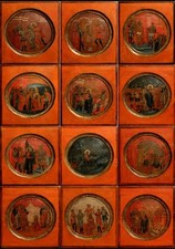 ANTIQUE  18c SET OF TWELVE (12) RUSSIAN ICON OF THE PASSION OF CHRIST (5679) picture