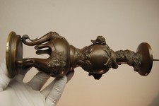 ANTQUE CHINESE JAPANESE BRONZE MING LAMP CANDLESTICK CHINOISERIE 19TH C. CANDLE picture
