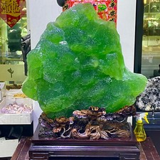 330LB TOP Natural large chunk green fluorite Quartz Crystal Mineral +stand picture