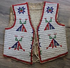 SIOUX 1880's BEADED CHILD'S VEST, SIOUX BEADWORK, LAKOTA BEADED VEST picture