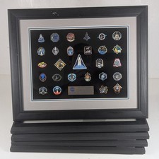 Set Of 145 Nasa Mission Pins From 1977-2011 Framed Lot Series 1-5 Nice picture