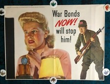WWII WW2 Original War Poster Kroger Grocery War Bonds Now Will Stop Him picture