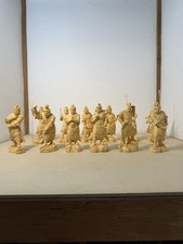 Wooden 12 Divine Generals Buddha Statues Set Zodiac Guardian Carving 15cm Tall picture