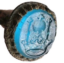 Georgian Tudor Revival Intaglio Wax Seal Matrix Stamp Royal Crown Orb Scepter UK picture