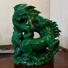 96.14LB Natural Crystal Carving Green Dongling Double Flying Dragon Treatment picture