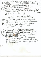 Serge GAINSBOURG - Original Autograph Manuscript - Variations on the same lov... picture