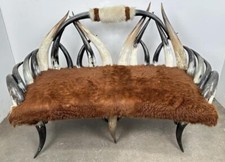 Stunning Steer Horn Cowhide/Buffalo Hide Double Settee picture