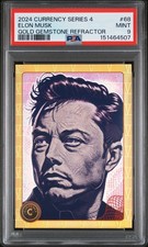 2024 CARDSMITHS CURRENCY SERIES 4 GOLD GEMSTONE REFRACTOR ELON MUSK 10/10 PSA 9 picture