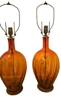 Pair of Large Vintage Amber Blenko Glass Table Lamps #6951 by Joel Philip Myers picture