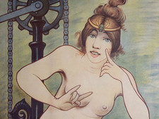 Vintage 1897 VERITE Bizarre CHAINED NUDE French 63x32 Bicycle Poster picture