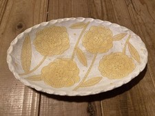 Unused Makoto Kagoshima Flower Hand-Painted Oval Plate 260 x 160mm H 32mm picture