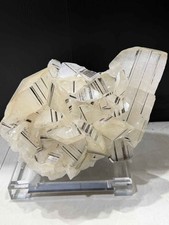 22.1LB Rare Natural Yellow Calcite Sulfur Iron Quartz Crystal Specimen + stand picture