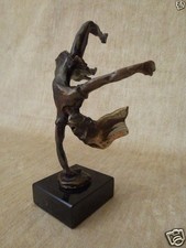 cast bronze listed sculptor Paul Braslow young woman girl cartwheel handstand picture