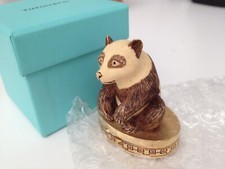 SCARCE 1984 ESTEE LAUDER PANDA COMPACT w CINNABAR SOLID PERFUME in TIFFANY & BOX picture