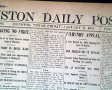 Great SPINDLETOP Gusher Beaumont TX Texas Oil Discovery 1901 Houston Newspaper picture