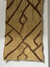 Antique Kuba Cloth African Congo  Raffia Textile Tribal Art - Brown 23” x 192” picture