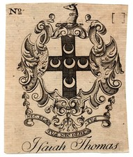 Bookplate Engraved & Printed by Paul Revere in Boston Pre-1800 for Isaiah Thomas picture