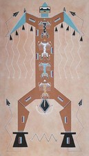Navajo Big Thunder Hathale Clan Family Sand Painting Memory Blanket picture