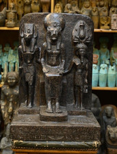 Rare Egyptian Triad Statue Goddess Sekhmet & Anubis and King Ramses II Egypt BC picture