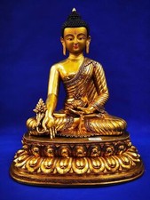 18'' China Tibetan Buddhism temple Bronze 24k gilt The Medicine Buddha Statue picture