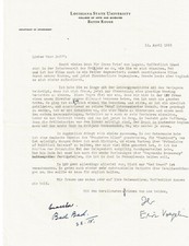 Eric Voegelin Philosopher 1955 Typed Signed Letter LSU Hochland Elias Jaffe picture