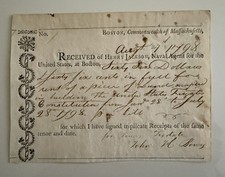 U.S. Navy 1798 receipt connected to the frigate USS Constitution, Old Ironsides. picture