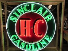 Original Sinclair HC Gasoline Porcelain Neon Sign - 72