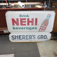 HUGE Drink Nehi Beverages Metal Tin Advertising Sign Original Cola 51.5 x 38